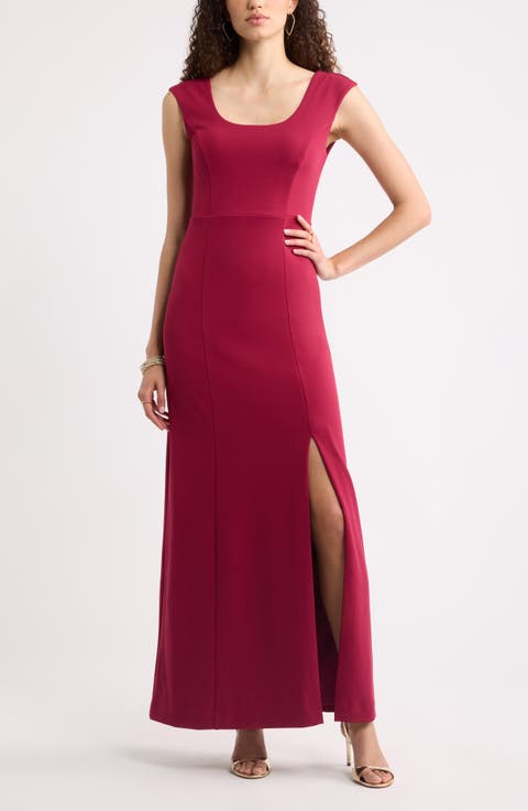 Scoop Neck Seamed Maxi Dress