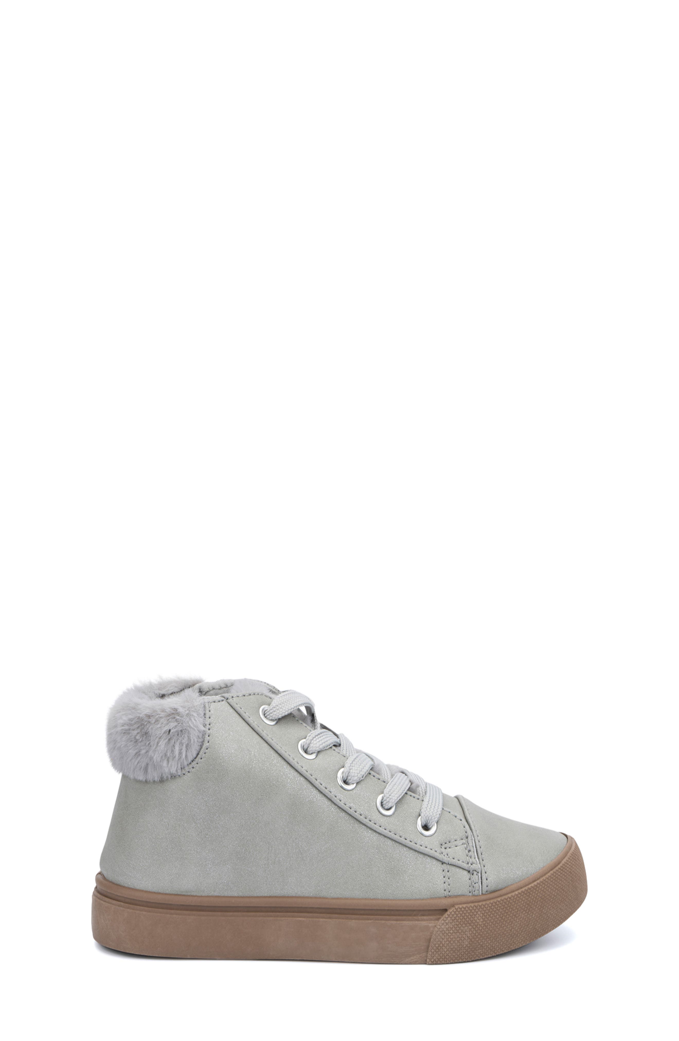 OLIVIA MILLER Kids' OMG Faux Fur Cuff Sneaker, Alternate, color, Grey