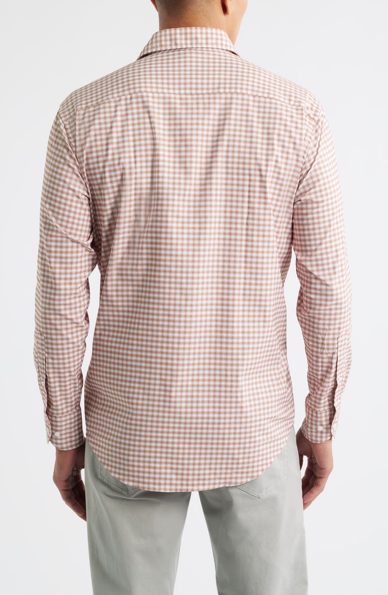 Peter Millar Fairbanks Ombré Check Performance Twill Button-Up Shirt, Alternate, color, British Tan