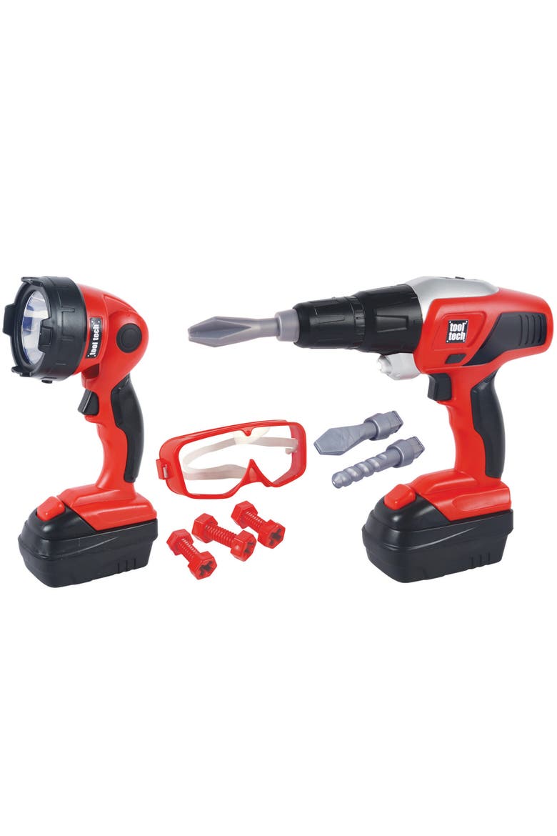 Toy Power Drill and Worklight Set, Main, color, Red