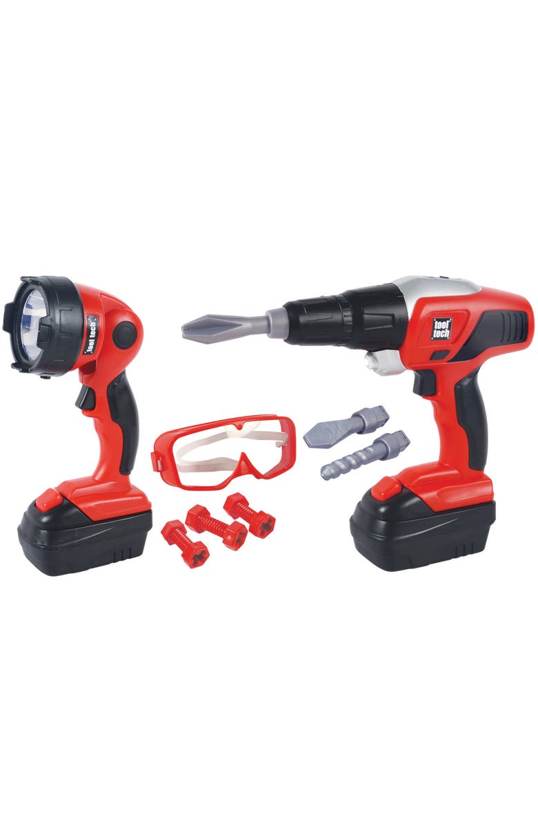 Red Box Toy Power Drill and Worklight Set, Main, color, Red