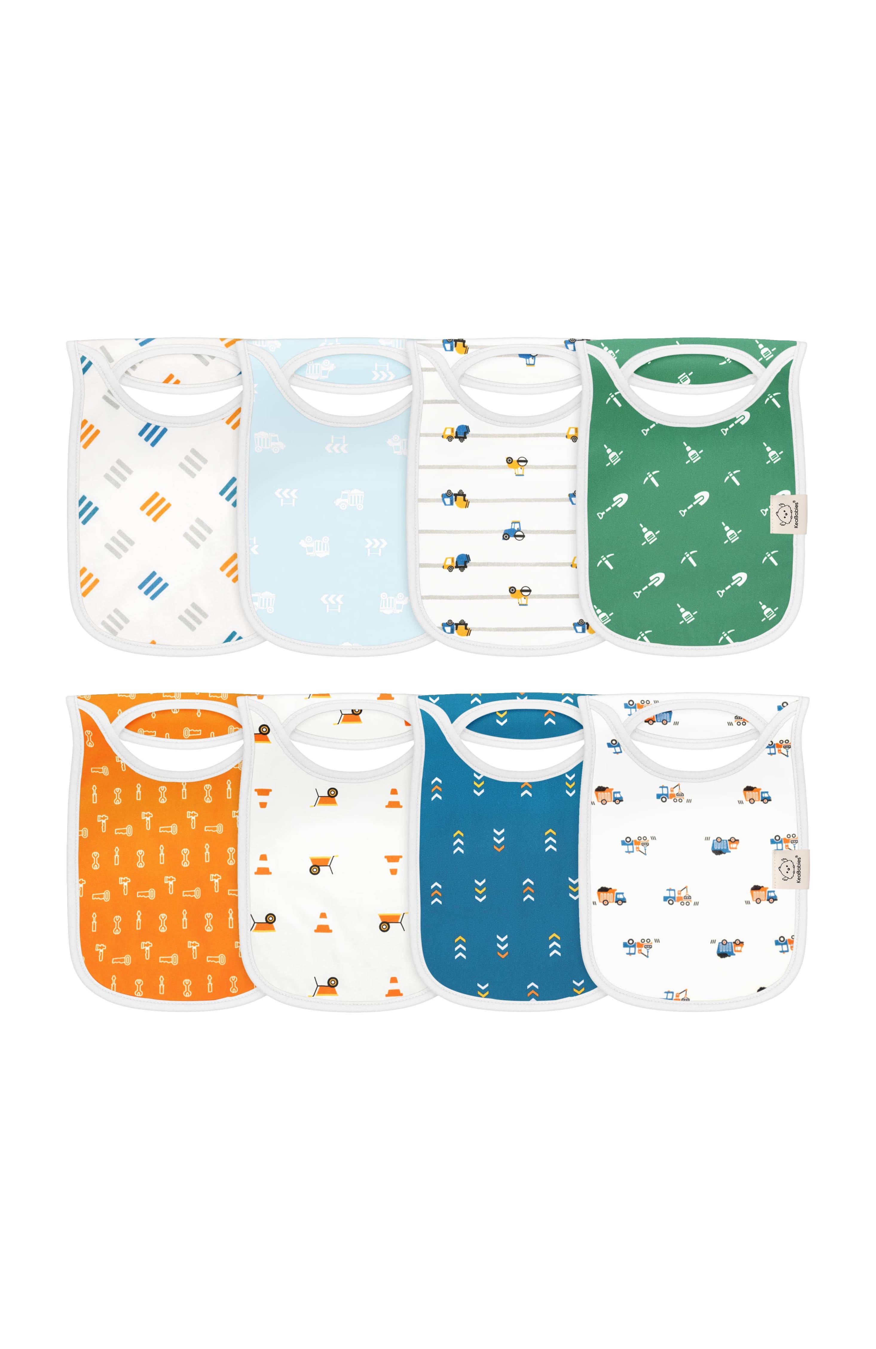 KeaBabies 8-Pack Hallo Drool Bibs in Builders 