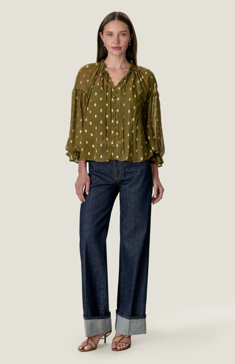 Tiana Metallic Dot Longsleeve Top