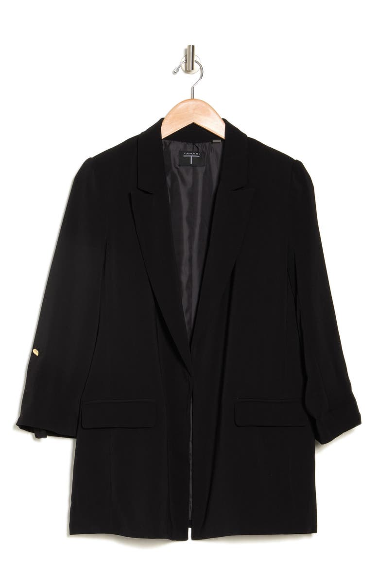 T Tahari Peak Lapel Three-Quarter Sleeve Jacket, Alternate, color,