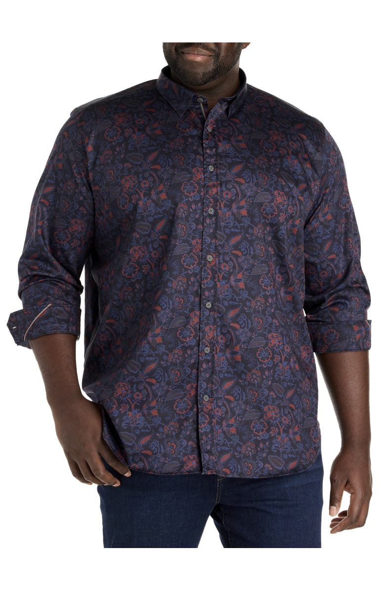 Robert Graham Big & Tall Andson Sport Shirt, Main, color, Navy