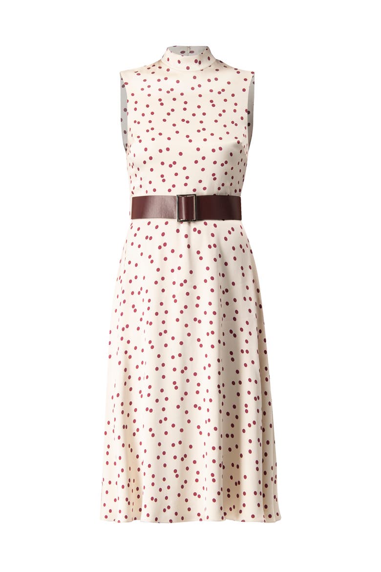 Polka Dot Midi Dress with Belt, Alternate, color, Ivory