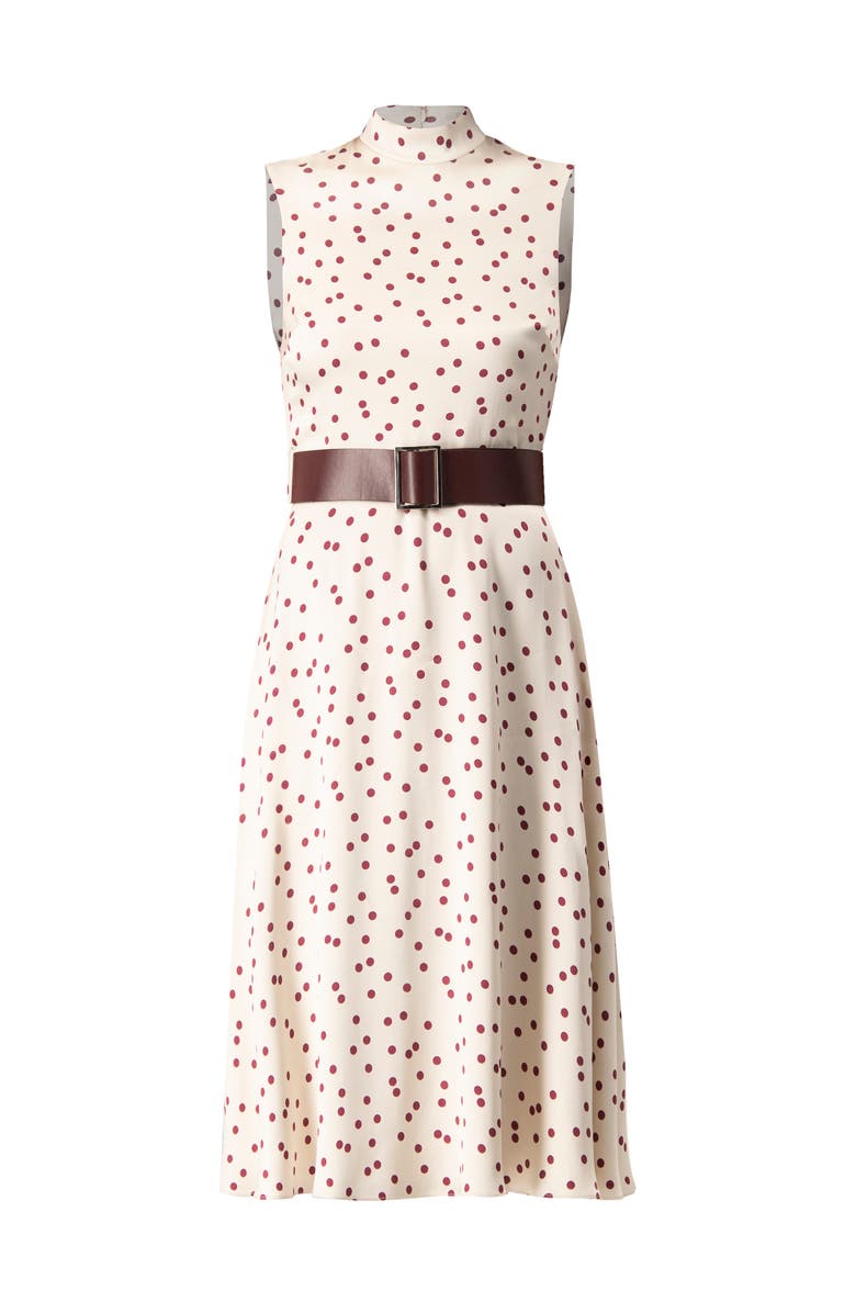 IVONNE Polka Dot Midi Dress with Belt, Alternate, color, Ivory