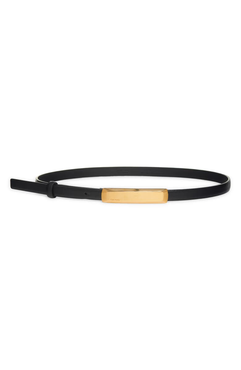 TOM FORD Bar Skinny Leather Belt, Main, color, 1N001 Black
