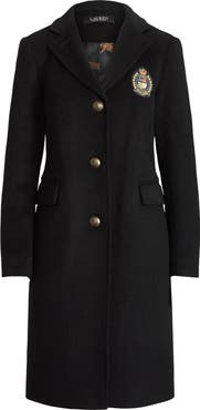 Lauren Ralph Lauren Crest Patch Wool Blend Reefer Coat