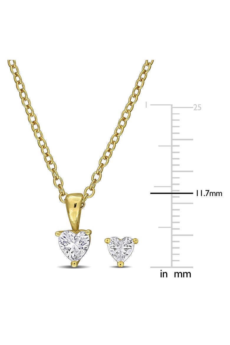 Heart Cut Cubic Zirconia Earrings & Necklace Set, Alternate, color, GOLD