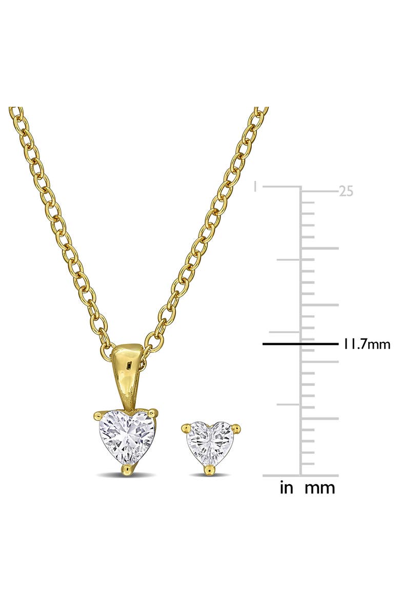 DELMAR Heart Cut Cubic Zirconia Earrings & Necklace Set, Alternate, color, Gold
