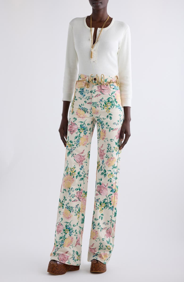 Chloé Cotton Rib Henley, Alternate, color, Iconic Milk