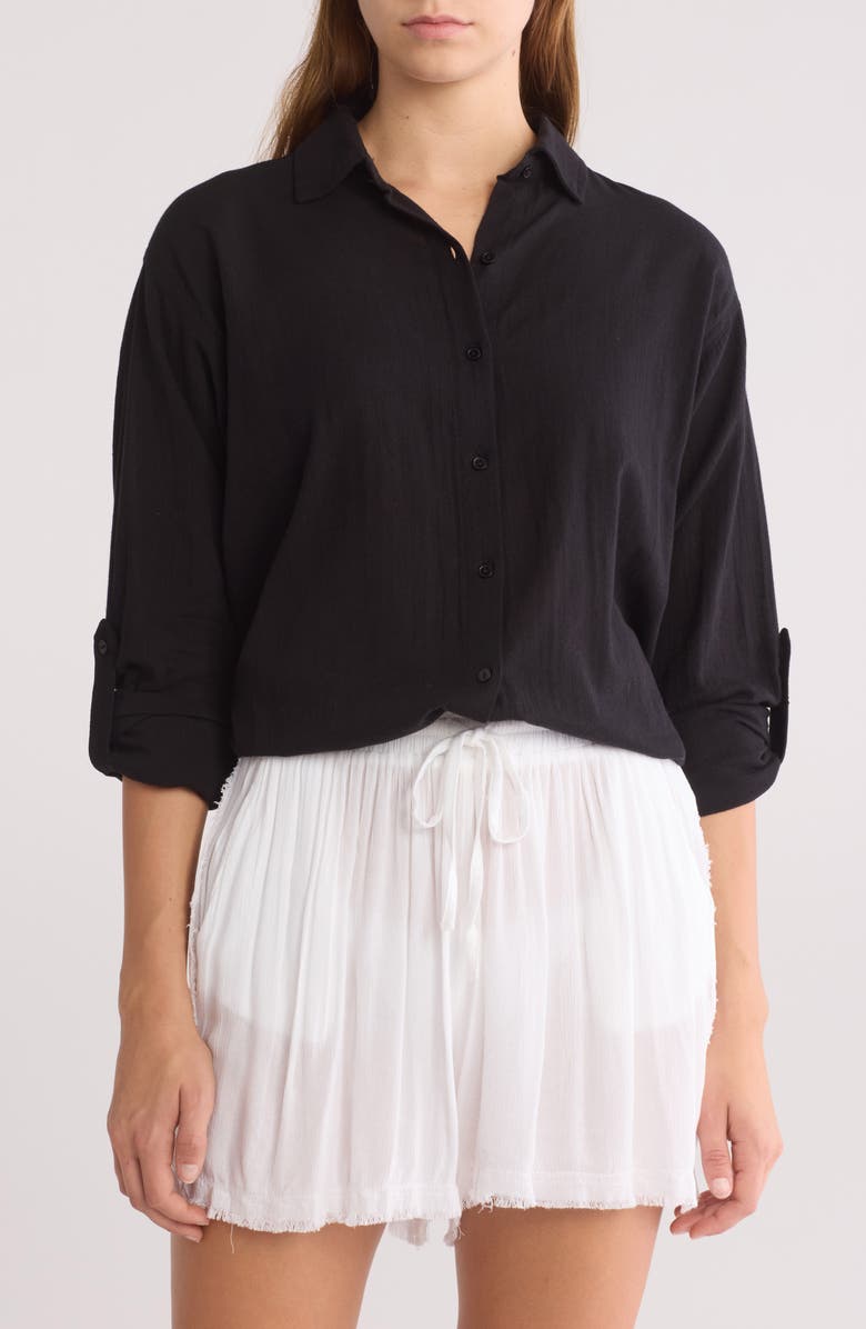 Elan Oversize Long Sleeve Cover-Up Button-Up Shirt, Main, color, 