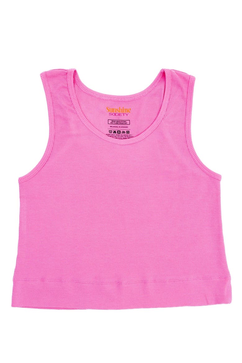 Girls' Classic Ribbed Tank Top, Main, color, Pink