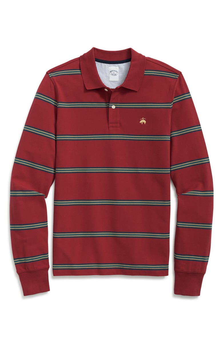 Brooks Brothers Stretch Cotton Piqué Knit Long Sleeve Polo, Main, color,