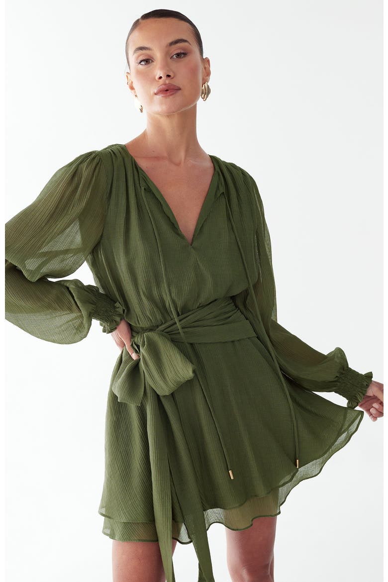 Olia Mini Dress, Alternate, color, Dark Olive