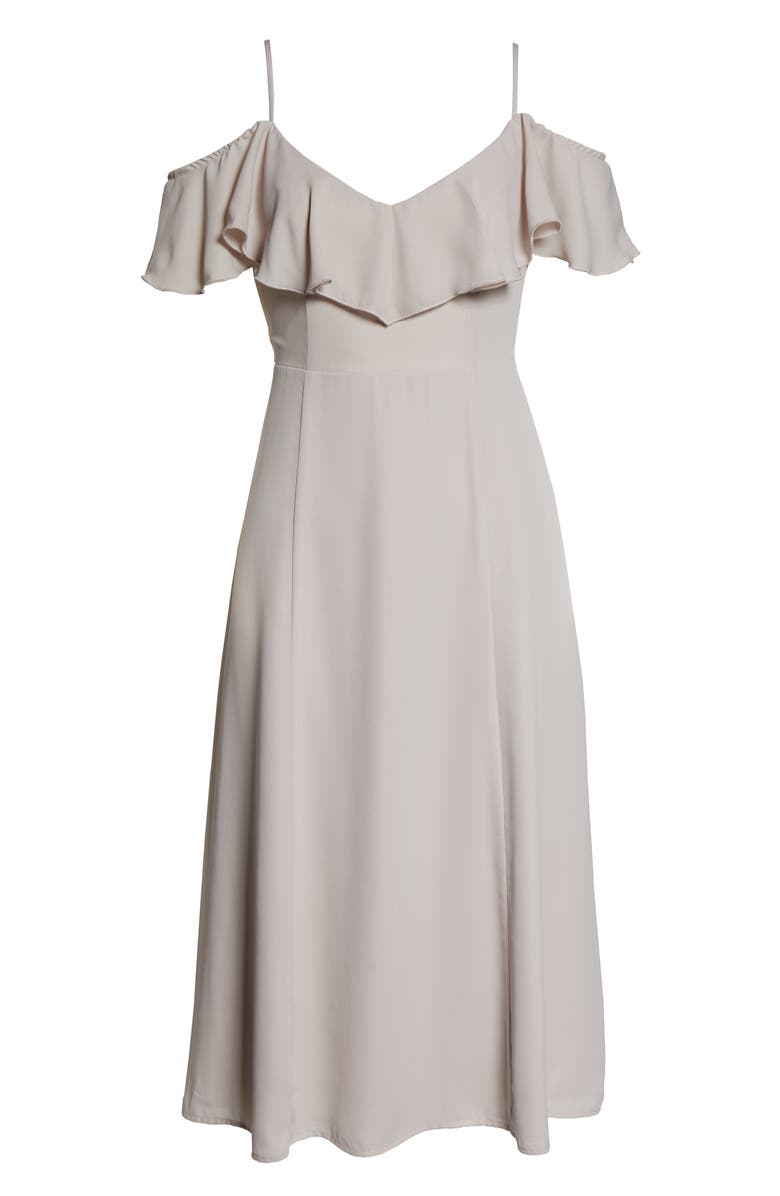 Show Me Your Mumu Camilla Ruffle Neck Midi Dress, Alternate, color,