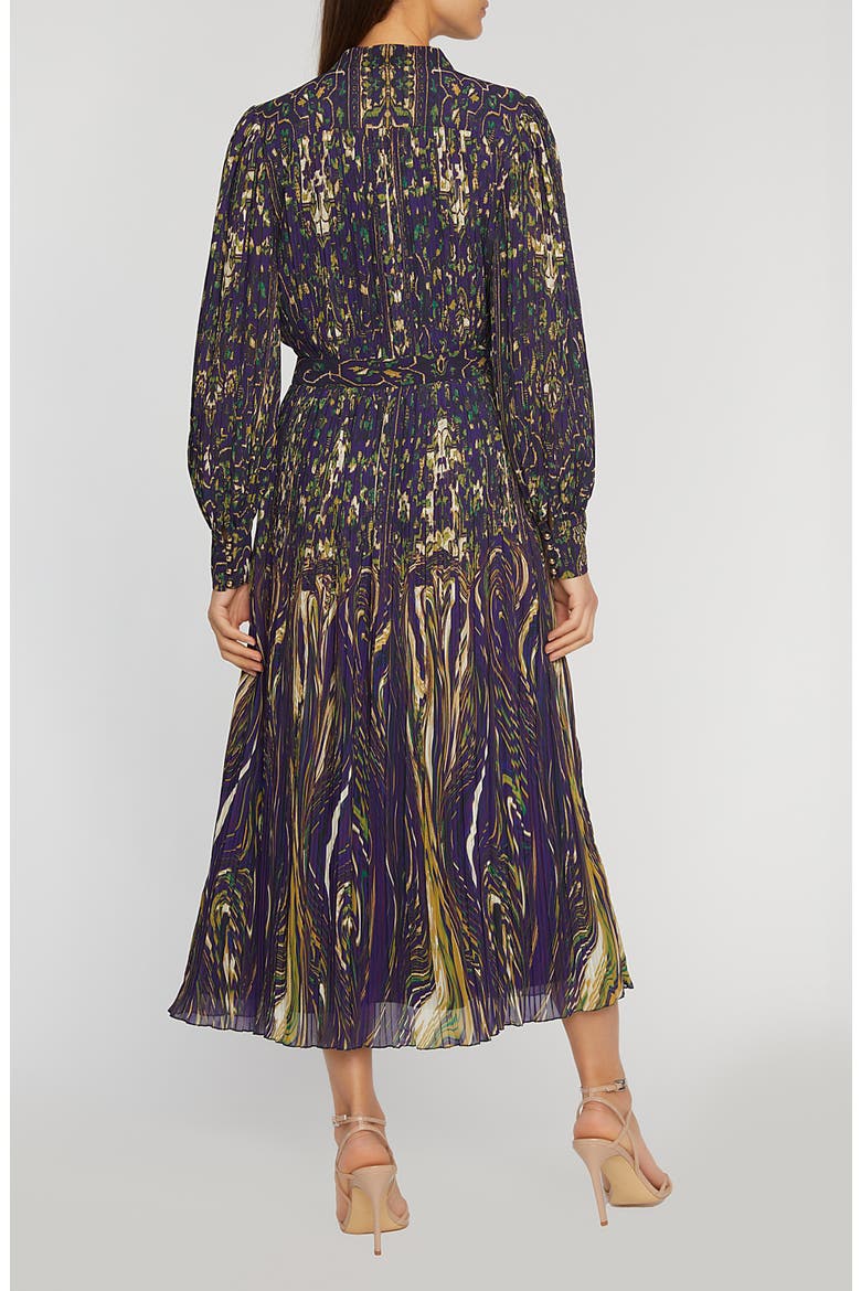 The Alamada Abstract Print Long Sleeve Chiffon Shirtdress, Alternate, color, STERLING PALACE PRINT