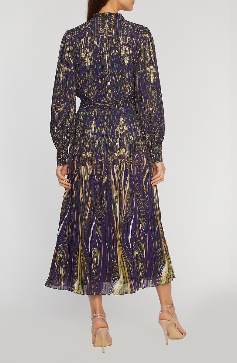 Elie Tahari The Alamada Abstract Print Long Sleeve Chiffon Shirtdress, Alternate, color, 