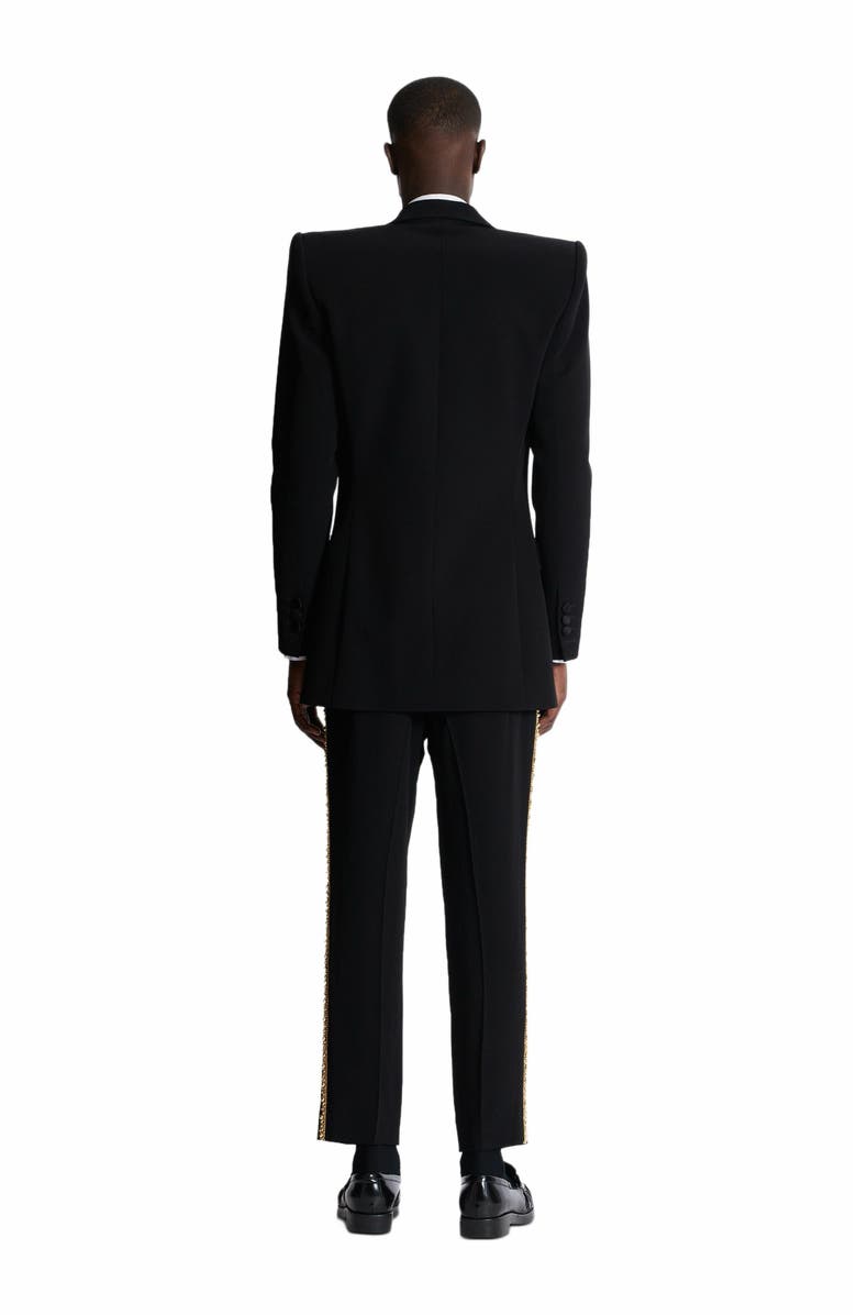 Balmain 1-Button Jacket With Embroidered Collar, Alternate, color, Black
