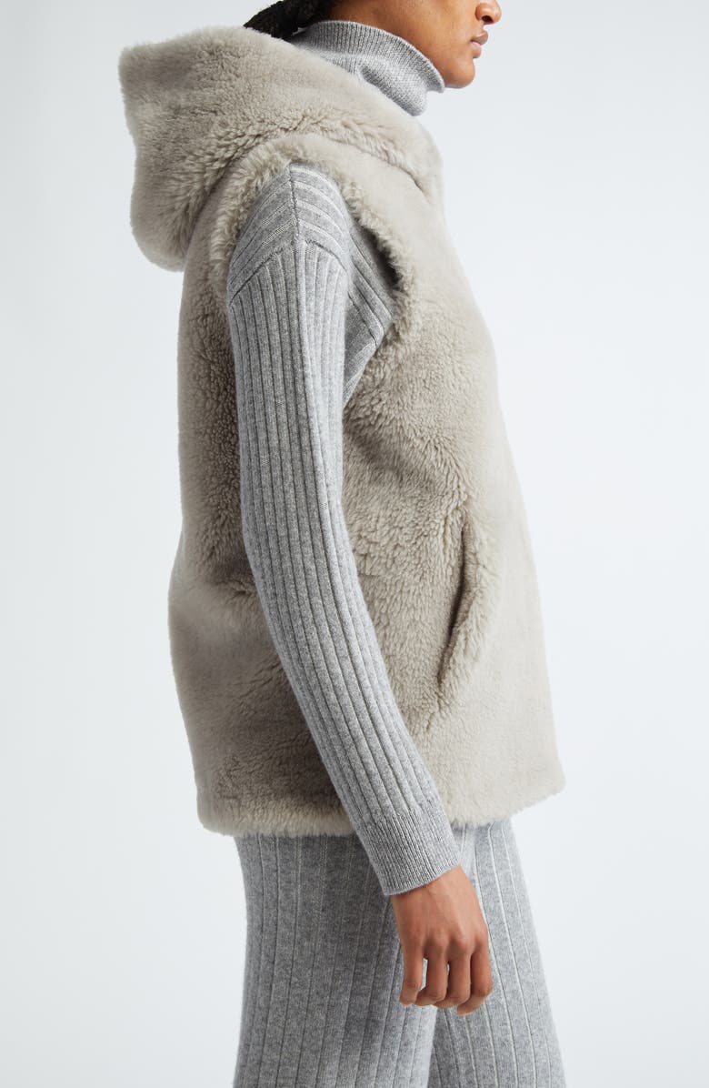 Eleventy Genuine Shearling Hooded Vest, Alternate, color,