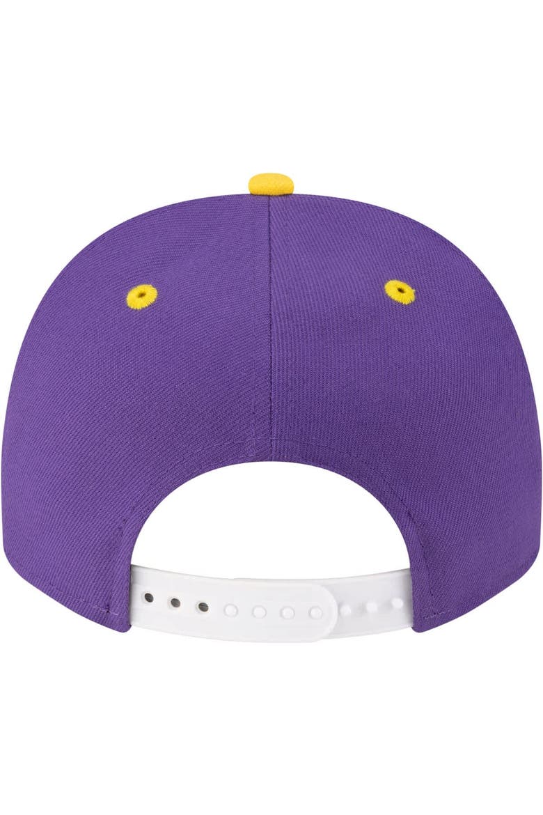Men's New Era  Purple/Gold Los Angeles Lakers 80s Throwback A-Frame 9FIFTY Snapback Hat, Alternate, color, Purple
