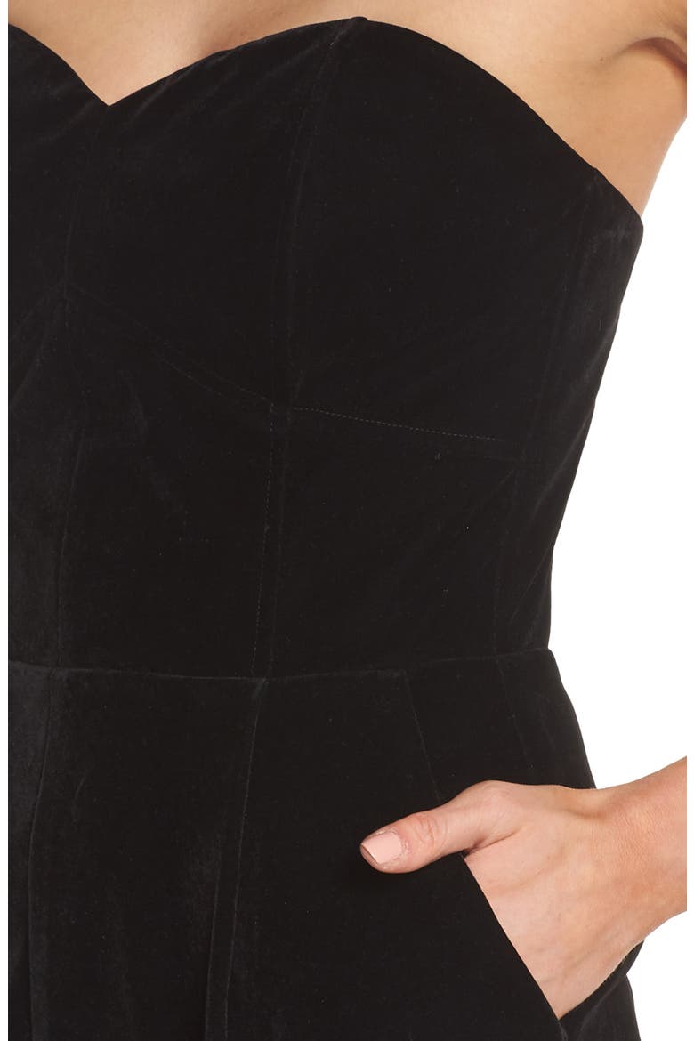 Hayden Strapless Velvet Jumpsuit, Alternate, color, BLACK