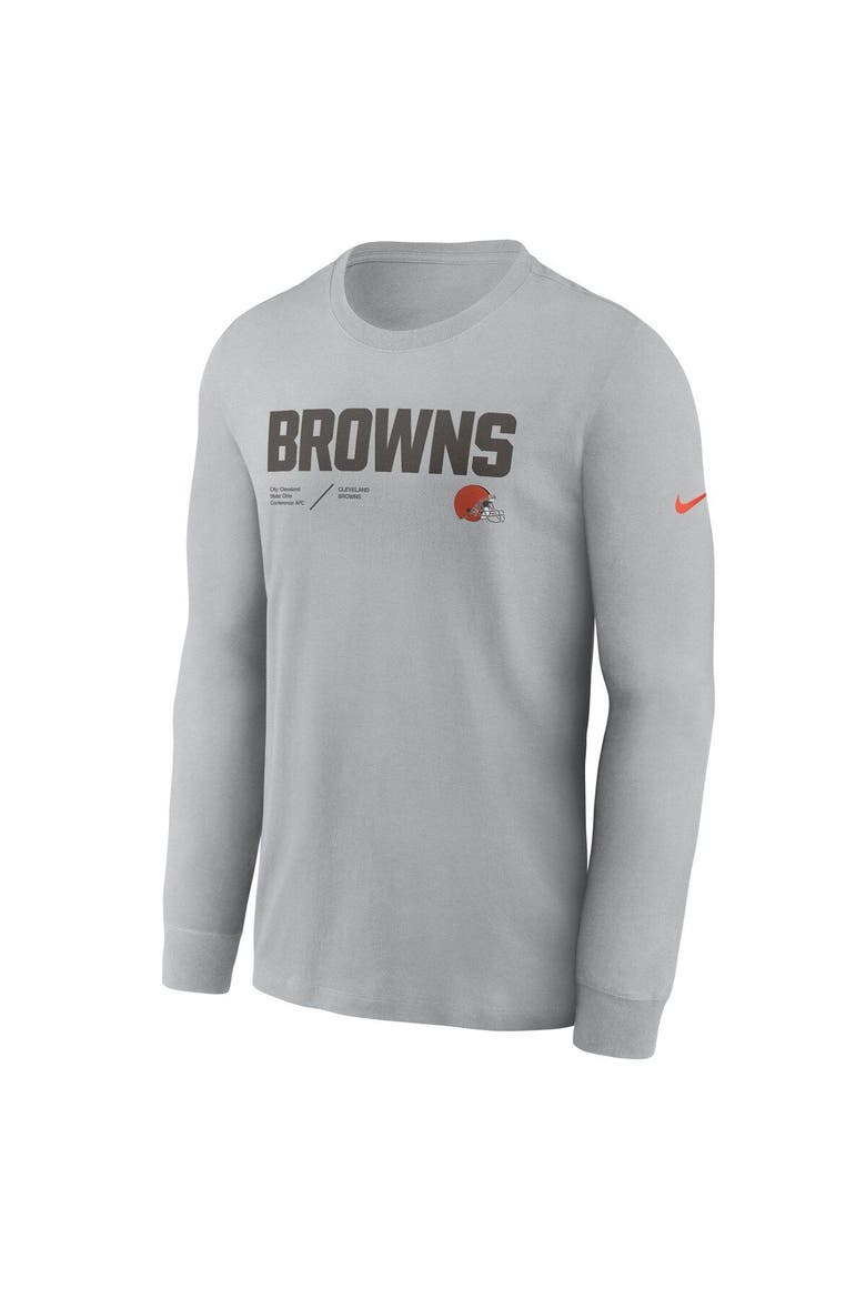 Men's Nike Silver Cleveland Browns Sideline Infograph Lock Up Performance Long Sleeve T-Shirt, Alternate, color, Silver