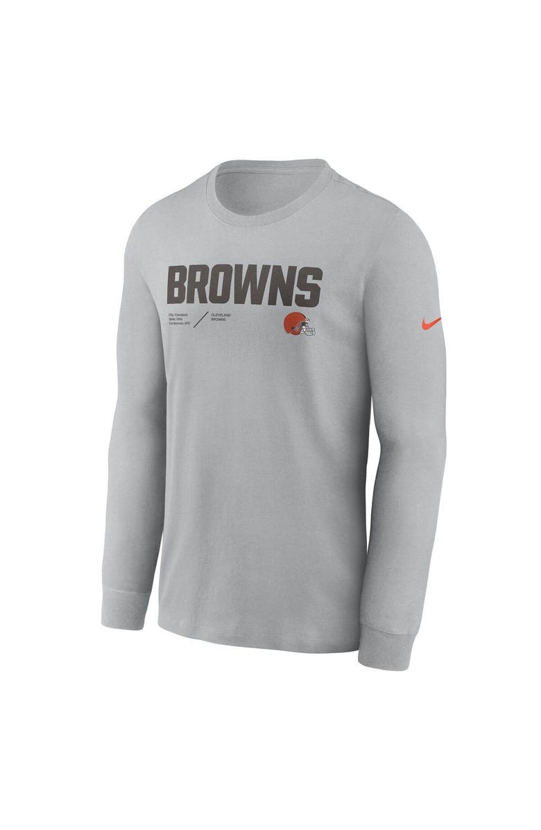 Nike Men's Nike Silver Cleveland Browns Sideline Infograph Lock Up Performance Long Sleeve T-Shirt, Alternate, color, Silver