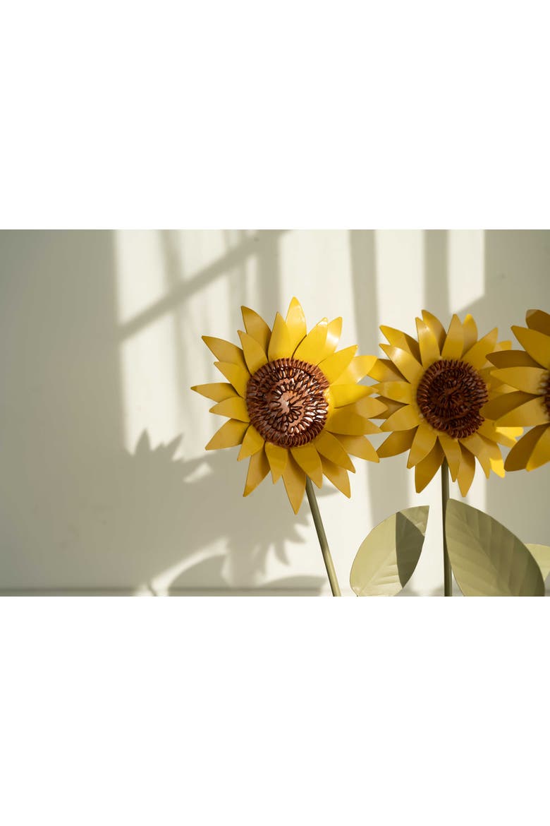 Sunflower Metal Floral Stems Set of 3, Alternate, color, Yellow