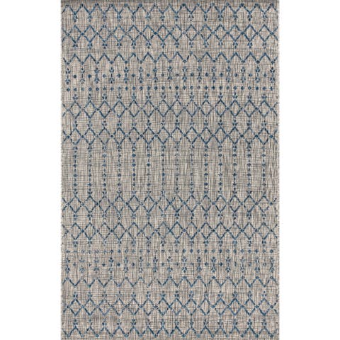 Ourika Moroccan Geometric Textured Weave Indoor/Outdoor Area Rug