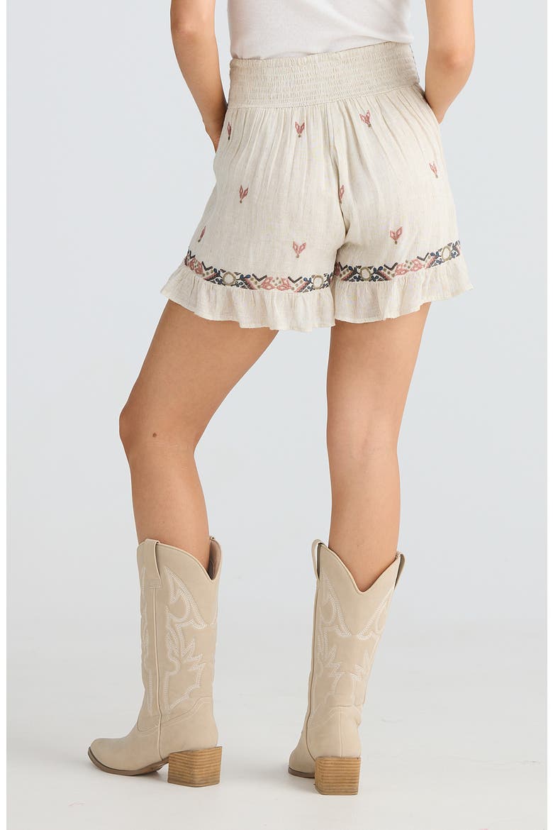 Ithika Embroidered Ruffle Shorts, Alternate, color, LIGHT NATURAL