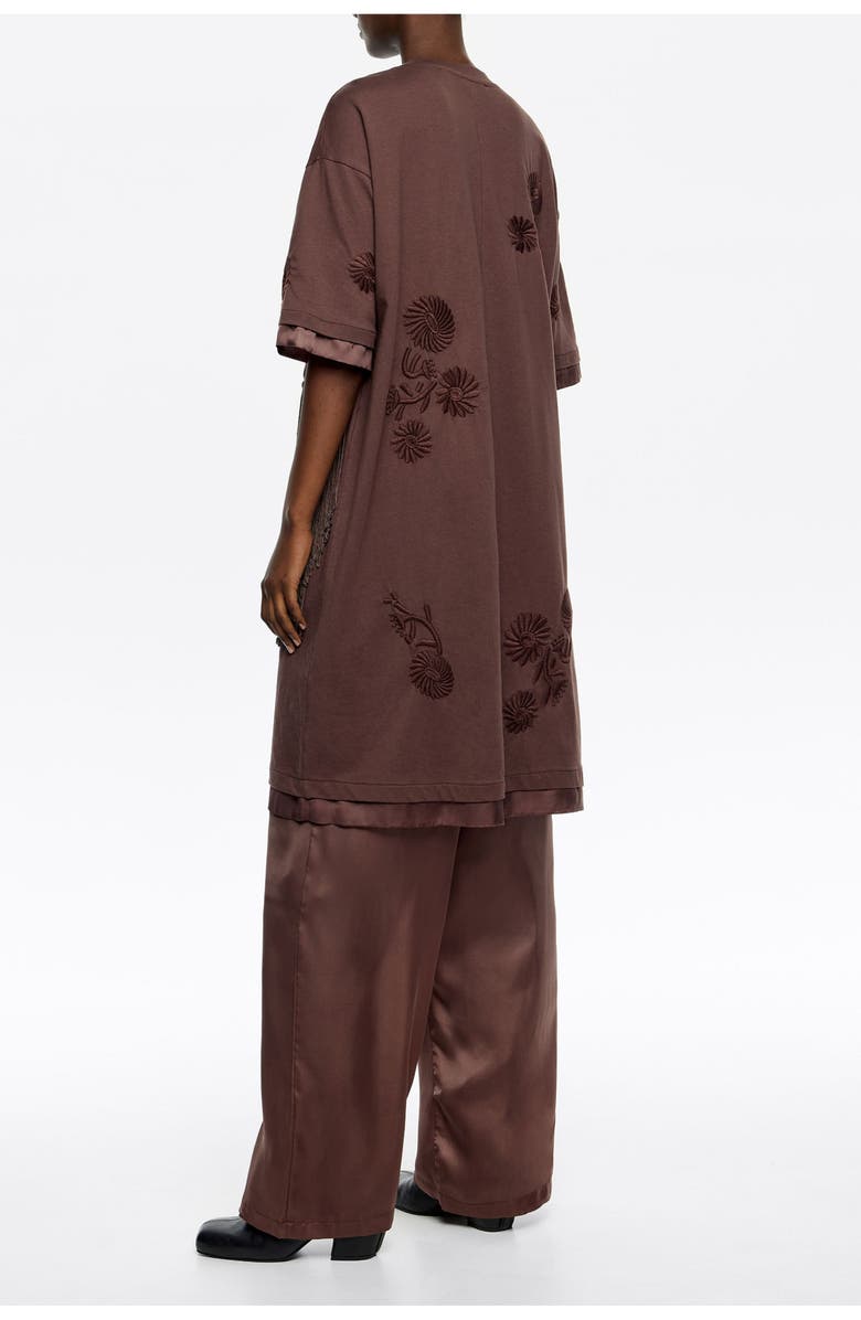 Bimba y Lola Short Embroidered Fringed Dress, Alternate, color, Brown