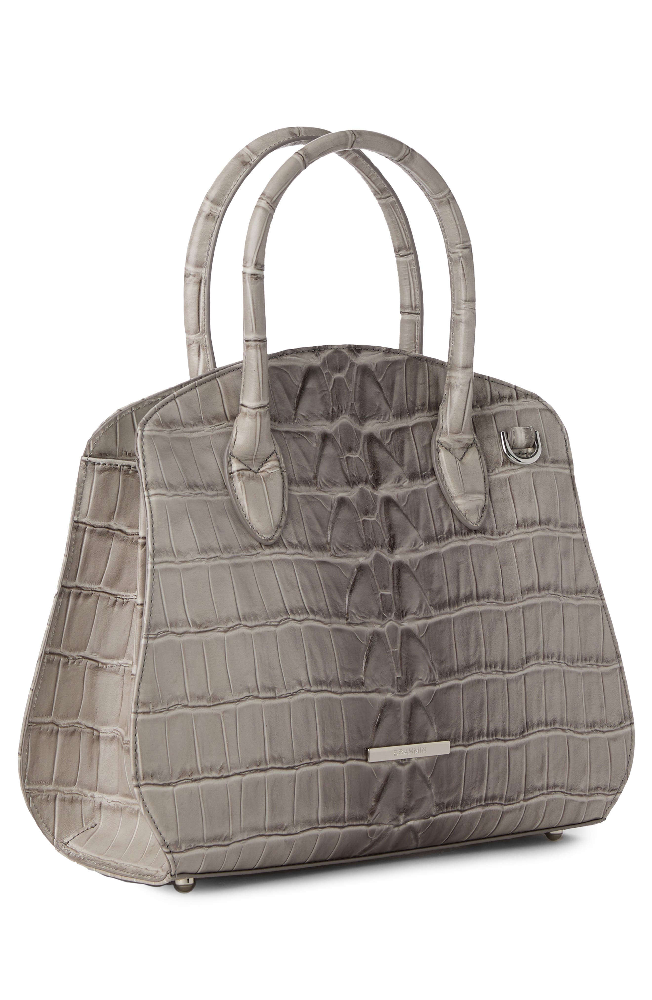 Brahmin Rosetta Croc Embossed Leather Satchel, Alternate, color, Mindful Grey
