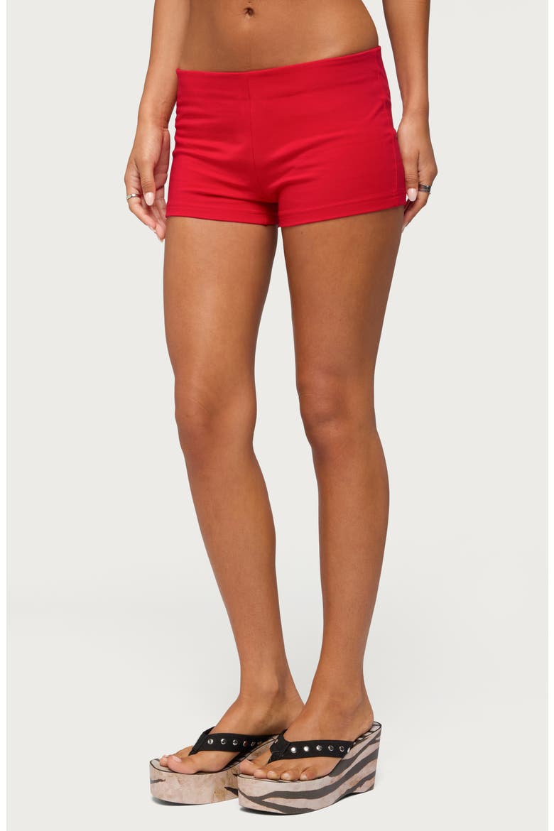 Briony Stretch Cotton Micro Shorts, Alternate, color, RED
