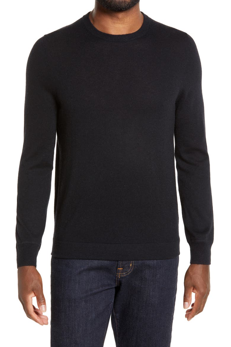 Men's Shop Crewneck Lightweight Cashmere Sweater, Main, color, BLACK