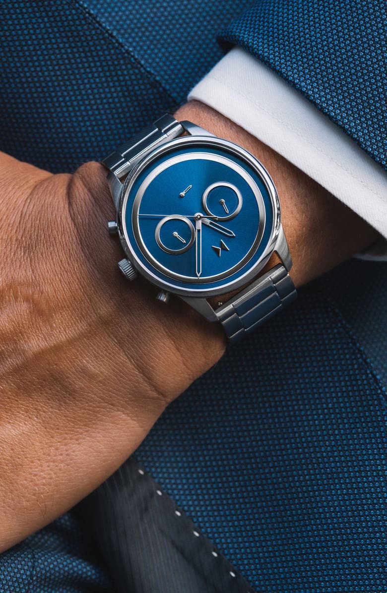 MVMT Powerlane Chronograph Bracelet Watch, 43mm, Alternate, color, Blue