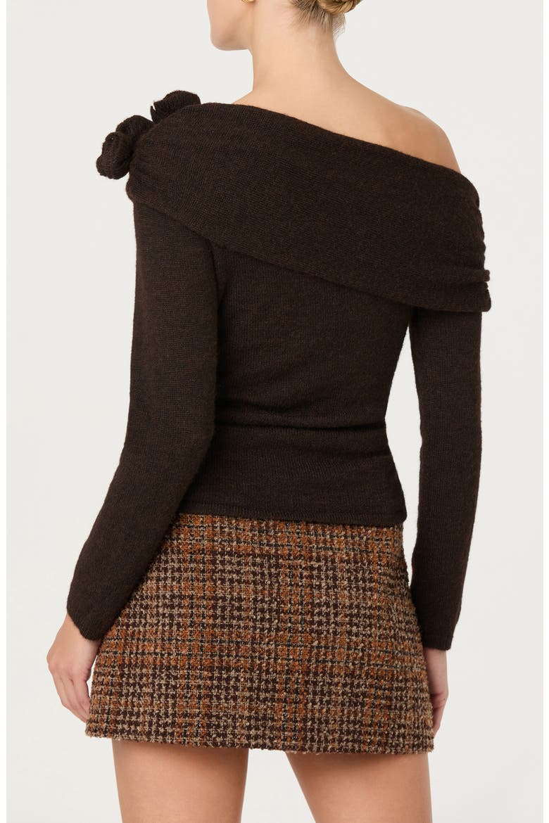 Fenia Embellished One Shoulder Sweater, Alternate, color, DARK BROWN