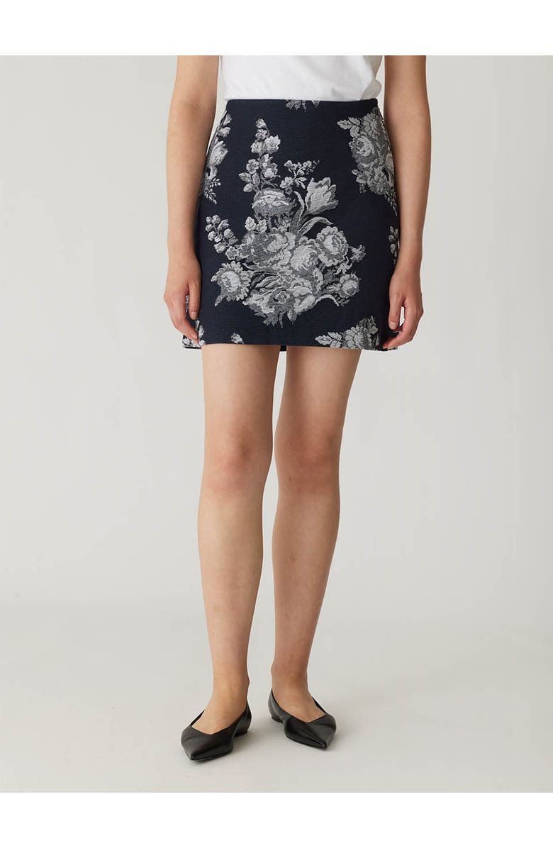 Rebecca Taylor Venice Toile Jacquard Mini Skirt, Alternate, color, Indigo Combo