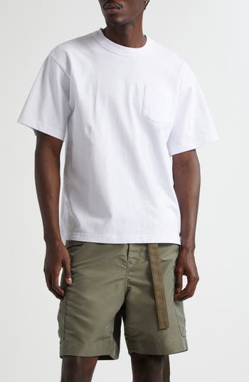 【sacai】Embroidered Chest Pocket Cotton T-Shirt Sacai Chest-Pocket Cotton T-Shirt In Grey - 30% Off