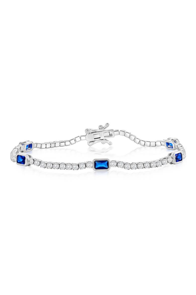 CZ & Lab-Grown Sapphire Chain Bracelet, Alternate, color, SAPPHIRE