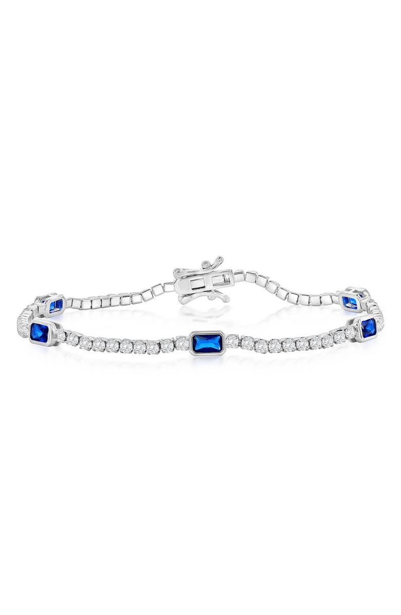 SIMONA CZ & Lab-Grown Sapphire Chain Bracelet, Alternate, color, Sapphire