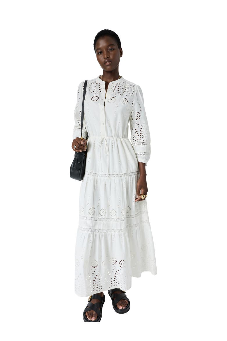 Rhonie Openwork Embroidered Maxi Dress, Main, color, Ecru