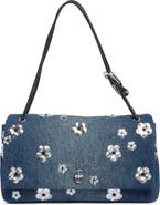 Marc Jacobs The Large Dual Sequin Flower Denim Shoulder Bag