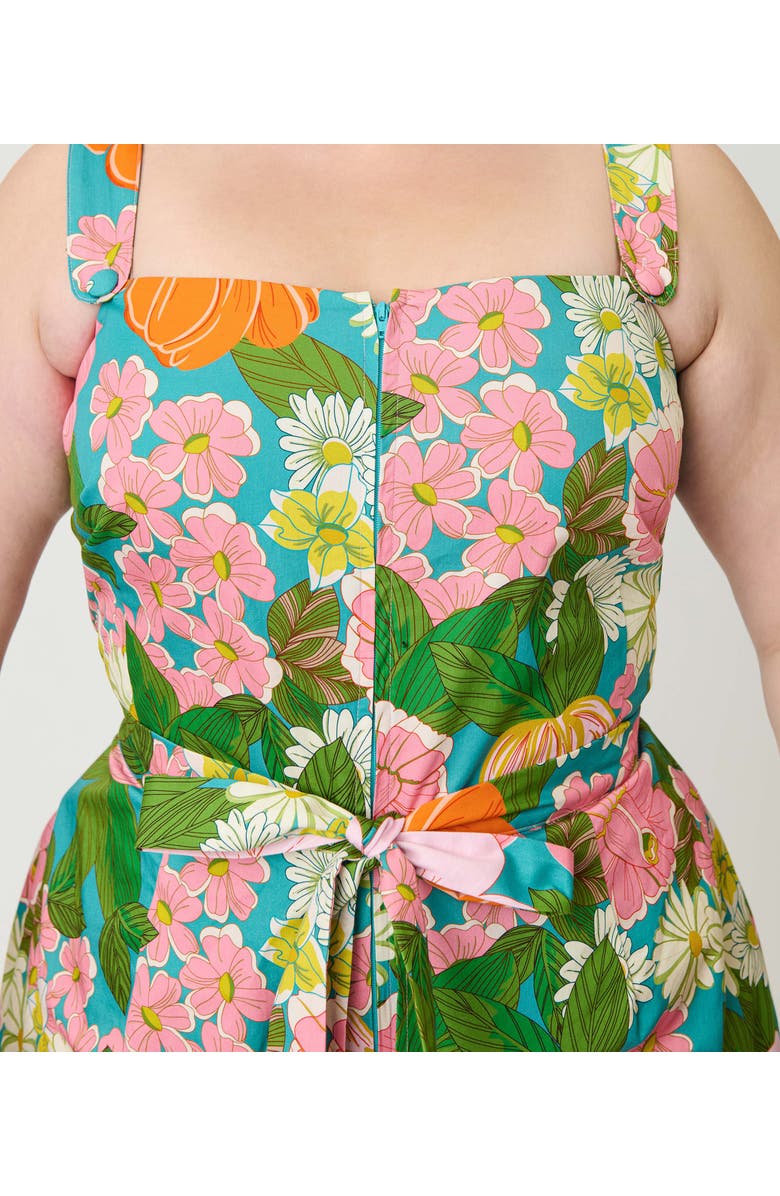 Smak Parlour Plus Size 1960s Sweet & Sassy Skirted Romper, Alternate, color, Green Floral Print