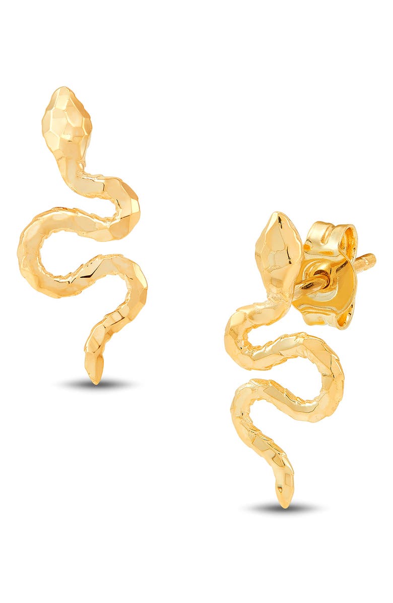 Frankie & Zoe Snake Stud Earrings, Alternate, color, Yellow Gold