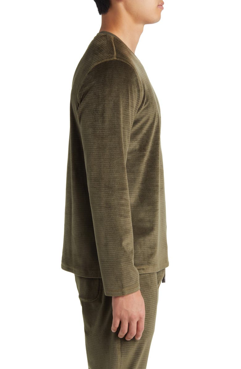 Daniel Buchler Chainlink Velour Long Sleeve Pajama T-Shirt, Alternate, color, Army