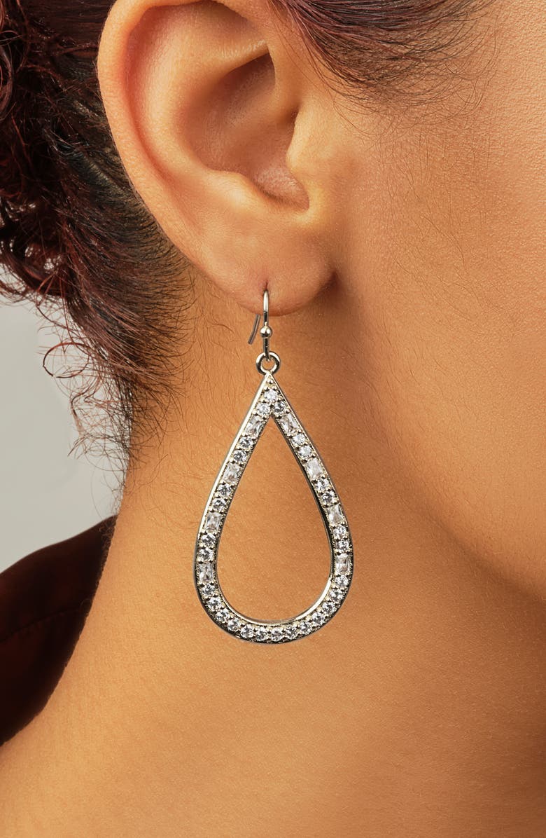 Sterling Forever Evangeline Cubic Zirconia Teardrop Earrings, Alternate, color, Silver