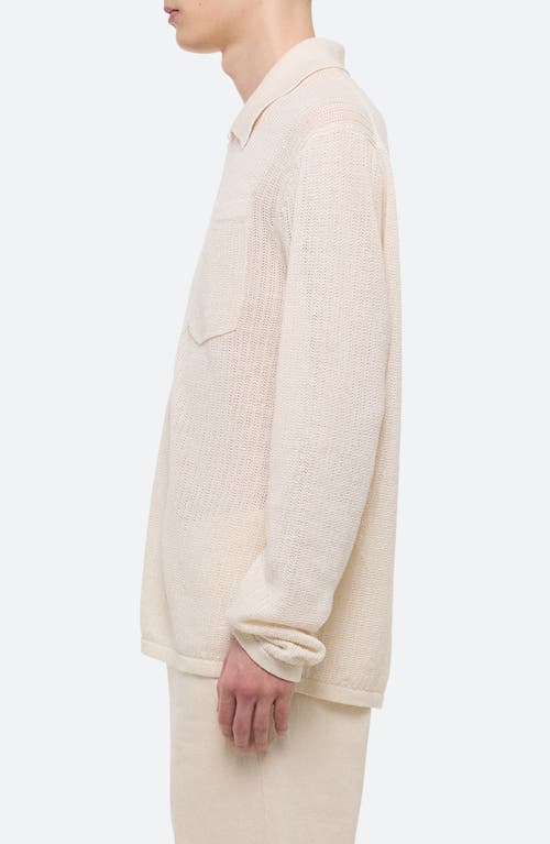 Helmut Lang Long Sleeve Sweater Zip Polo Ivory