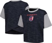 5TH AND OCEAN BY NEW ERA Women's 5th & Ocean by New Era Navy St. Louis City SC Athletic Cross Back Cropped T-Shirt